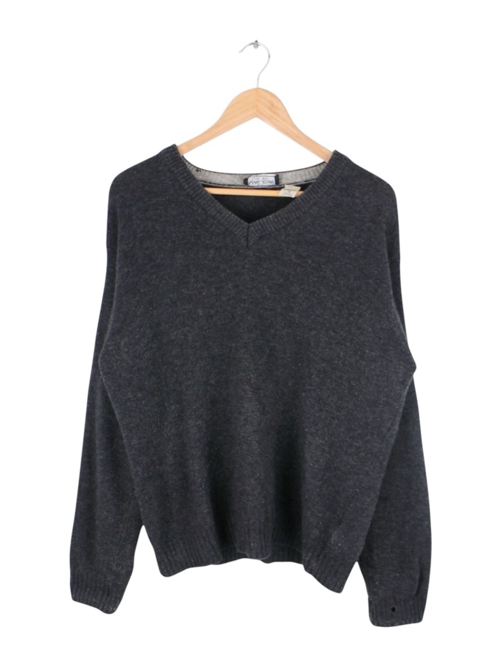 Vintage Valda Wool V-Neck Sweater Gray Knit Italian Made Men's Size Medium